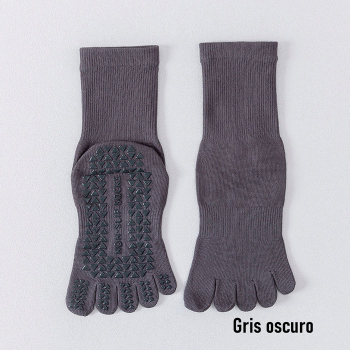 Calcetín Deportivo Yoga Antideslizante Ajustable Dedos Gris