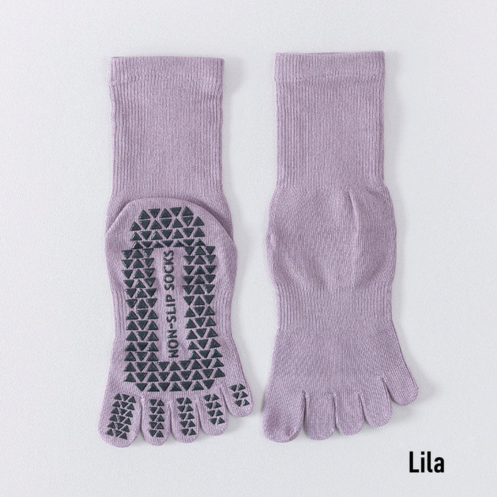 Calcetín Deportivo Yoga Antideslizante Ajustable Dedos Lila