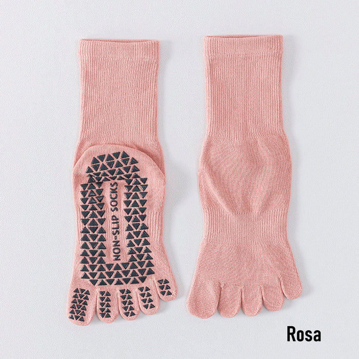 Calcetín Deportivo Yoga Antideslizante Ajustable Dedos Rosado