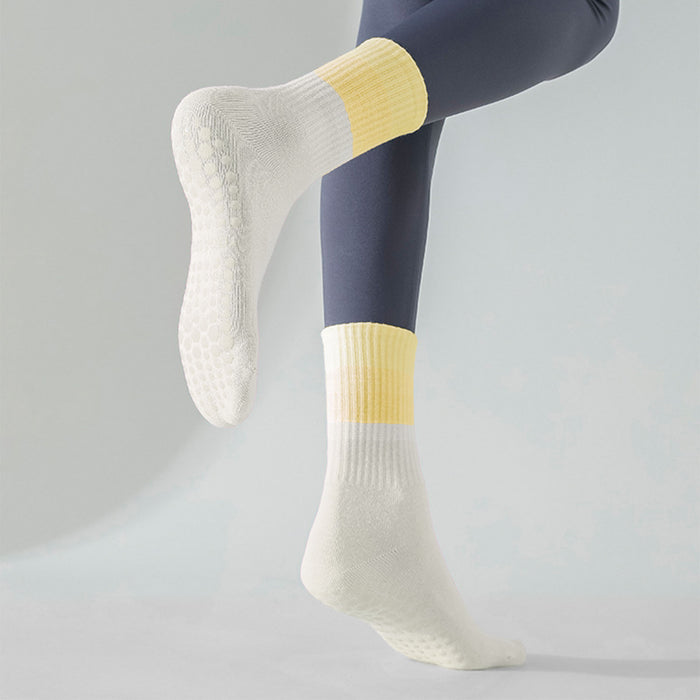 Calcetín Deportivo Yoga Antideslizante Ajustable Degradé Amarillo