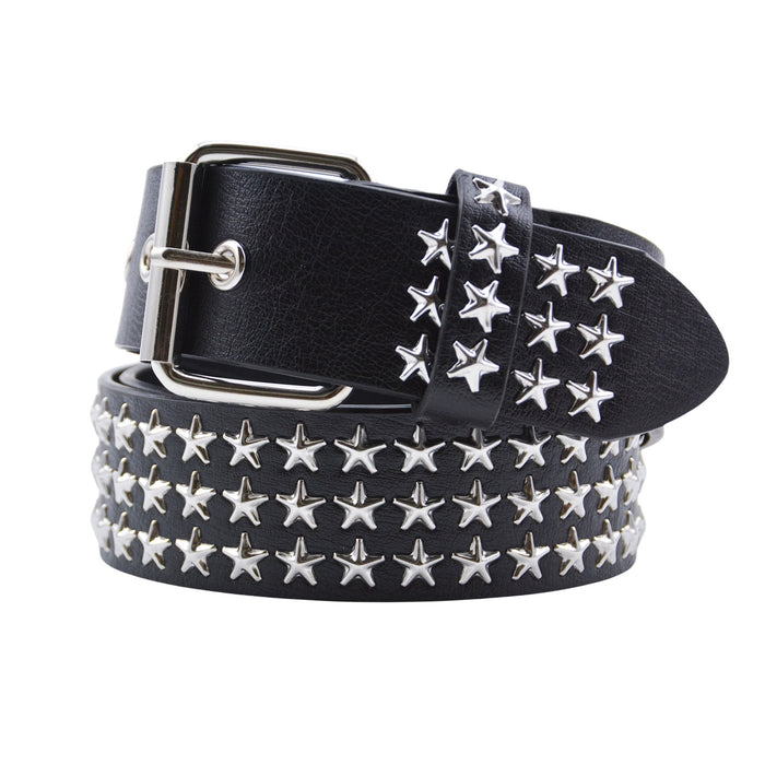 Cinturón Mujer Negro Hebilla Cuadrada Estrellas