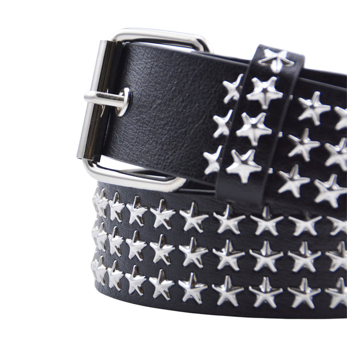 Cinturón Mujer Negro Hebilla Cuadrada Estrellas