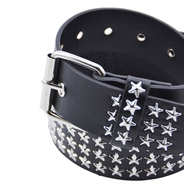 Cinturón Mujer Negro Hebilla Cuadrada Estrellas