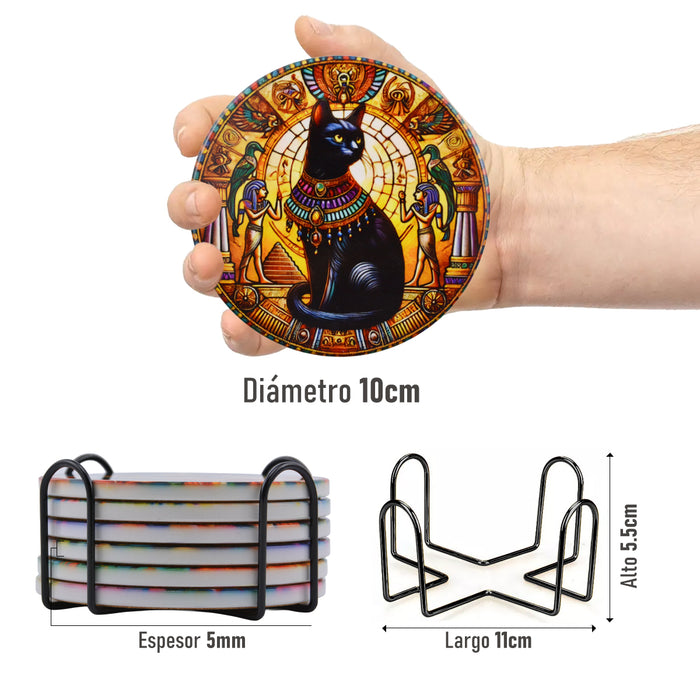 Set de 6 Posavasos de Gatitos Egipcios