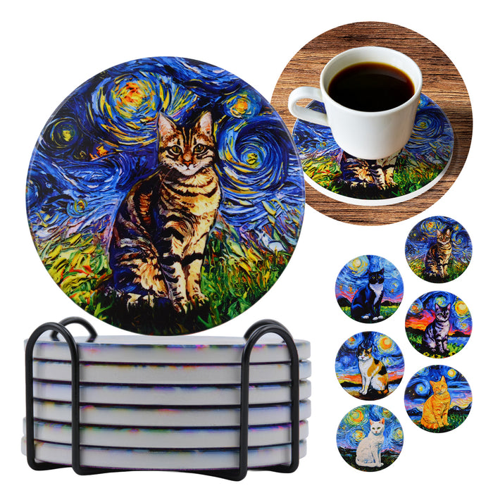 Set de 6 Posavasos Gatitos Pintura Realce