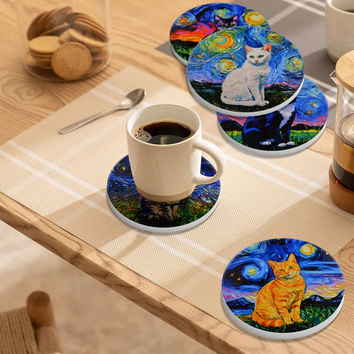 Set de 6 Posavasos Gatitos Pintura Realce