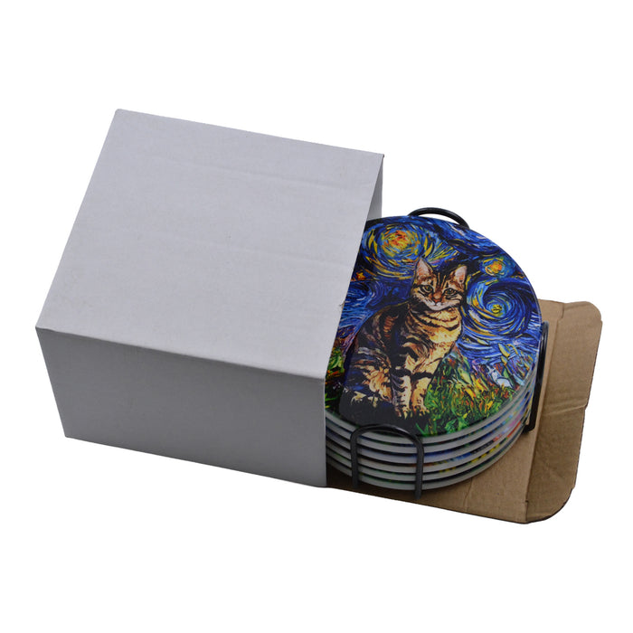 Set de 6 Posavasos Gatitos Pintura Realce