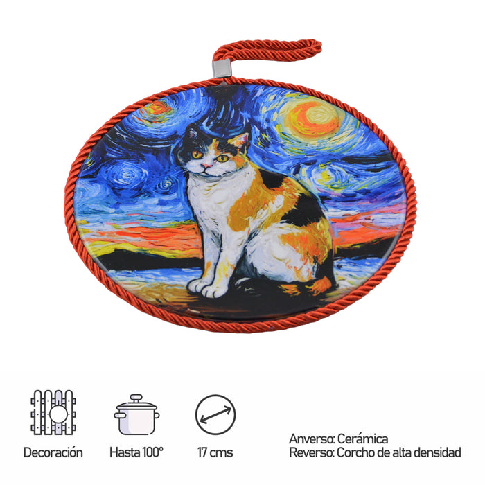 Posaollas Gato Calicó Cordòn Rojo