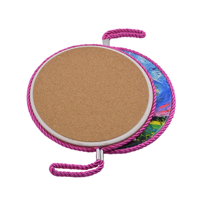 Posaollas Gato Negro con Blanco Cordòn Fucsia