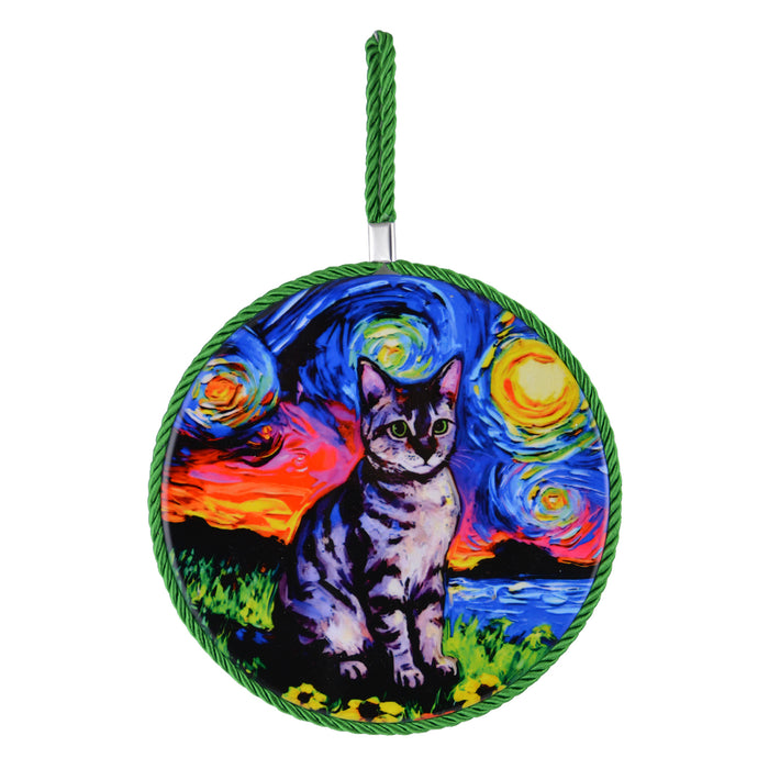 Posaollas Gato Gris Cordòn Verde