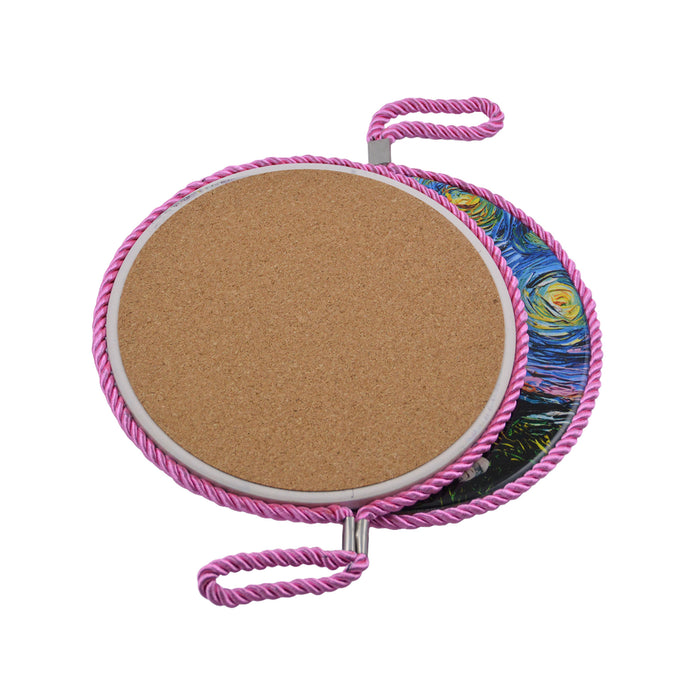 Posaollas Gato Blanco Pintura Cordòn Rosado