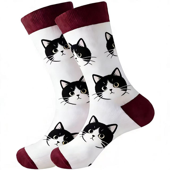 Calcetines Caras de Gatitos Blanco y Negro