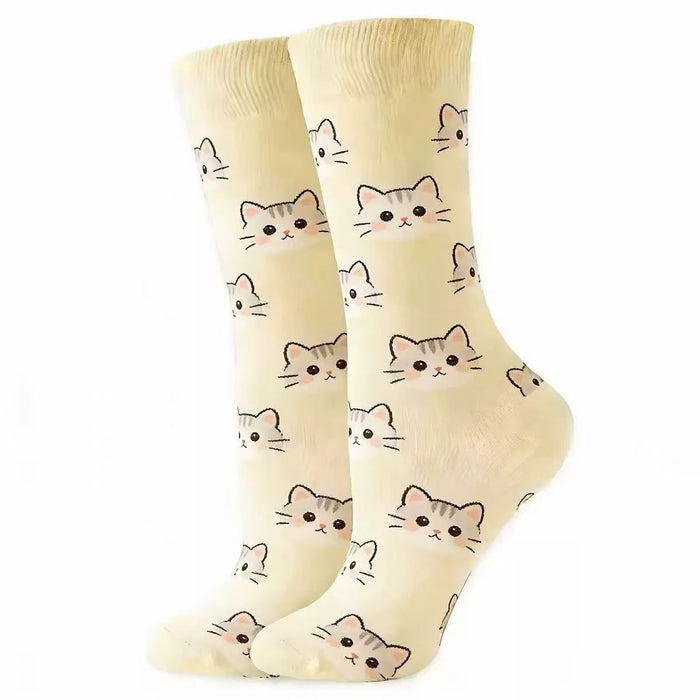 Calcetines Gatos Tiernos Fondo Amarillo