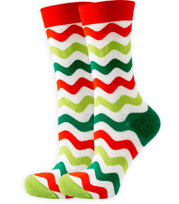 Calcetines Diseño Navideño Rayas Coloridas