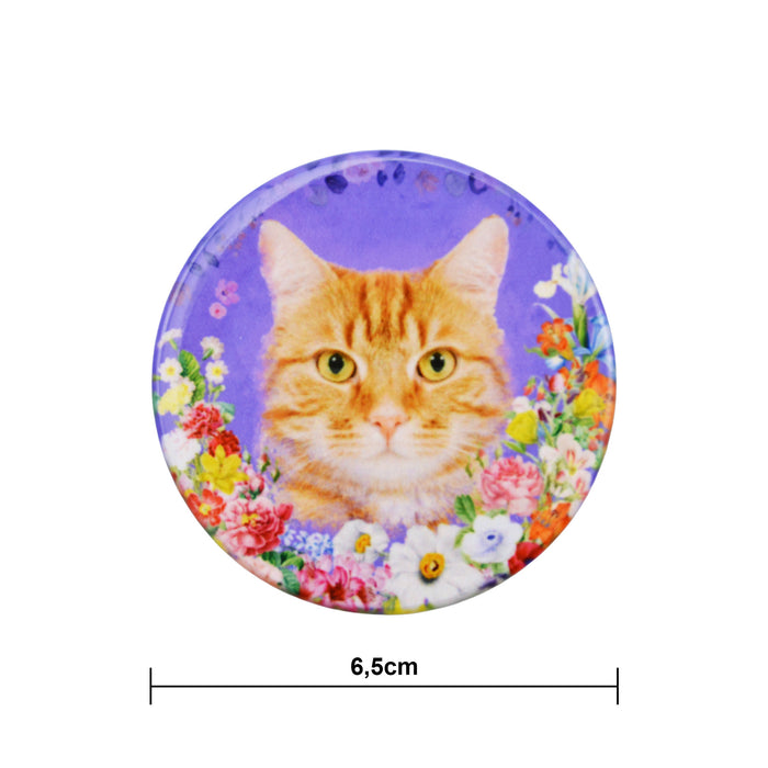 Imán Gato Amarillo Floral