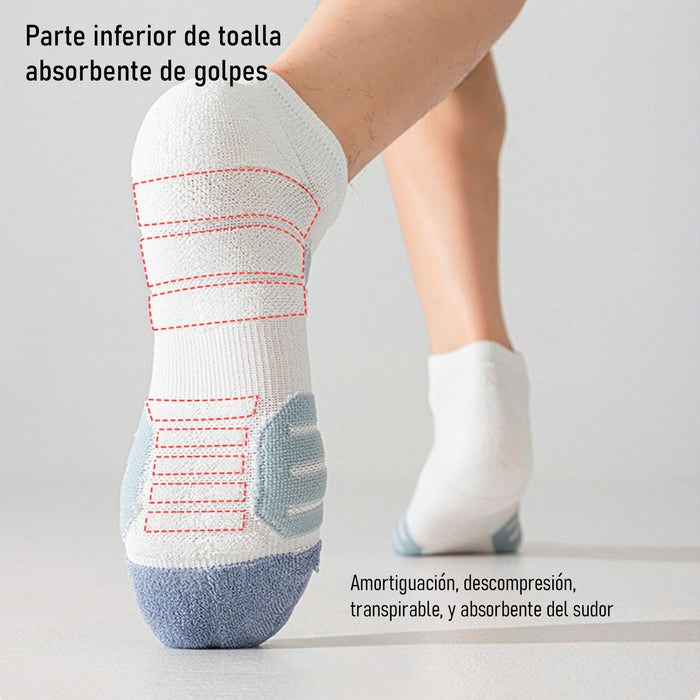 Calcetín Deportivo Transpirable Corto Algodón Negro Raya Verde 41-45