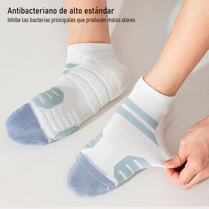 Calcetín Deportivo Transpirable Corto Algodón Negro Raya Verde 41-45