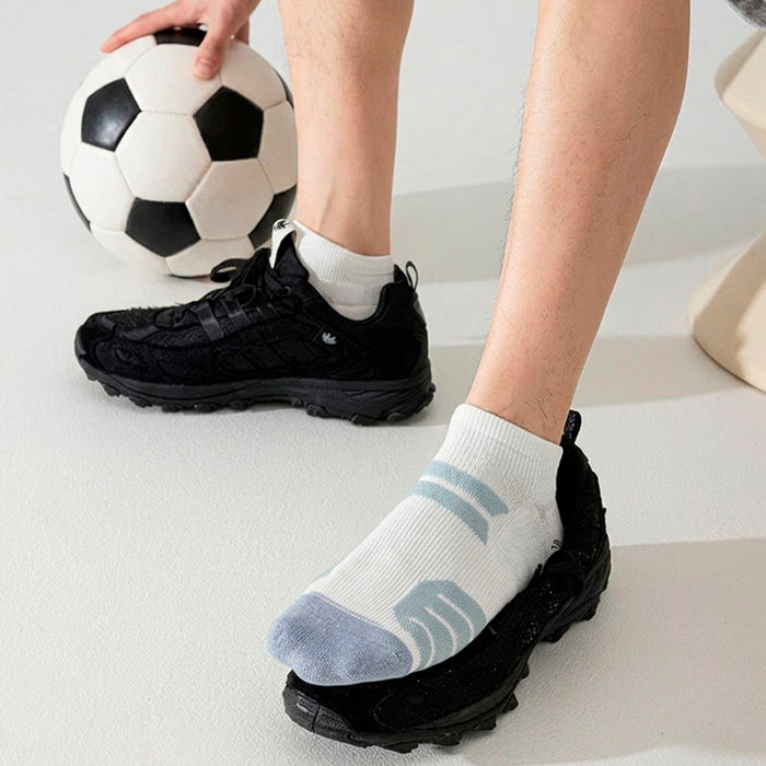 Calcetín Deportivo Transpirable Corto Algodón Negro Raya Verde 41-45