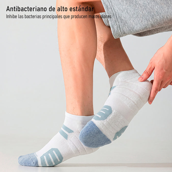 Calcetín Deportivo Transpirable Corto Algodón Negro Raya Verde 41-45