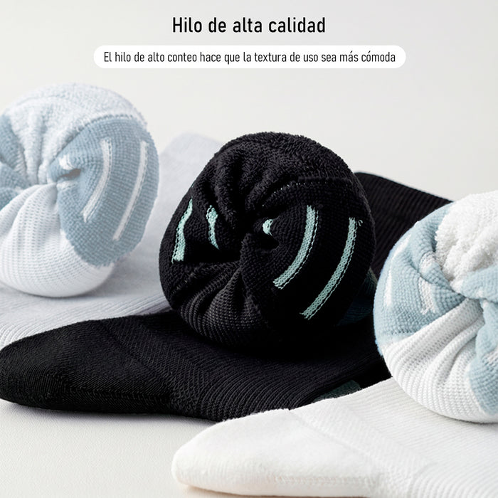 Calcetín Deportivo Largo Liso Transpirable Blanco Raya Gris 41-45