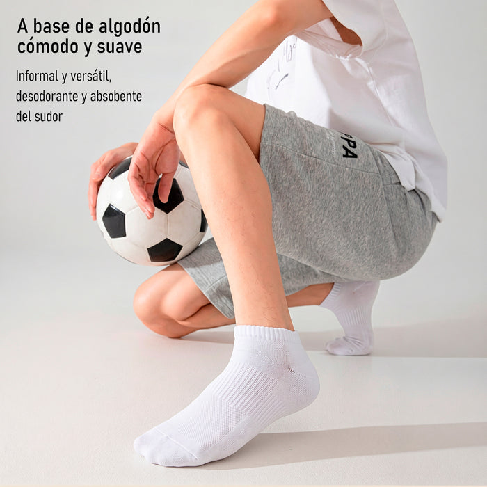 Calcetín Deportivo Malla Transpirable Corto Liso Algodón Blanco 41-45