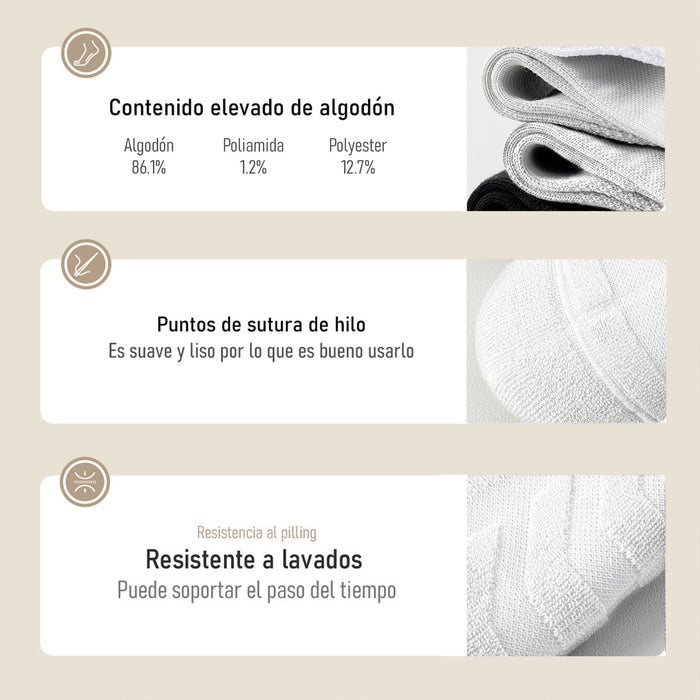 Calcetín Deportivo Transpirable Corto Algodón Blanco Raya Gris 41-45