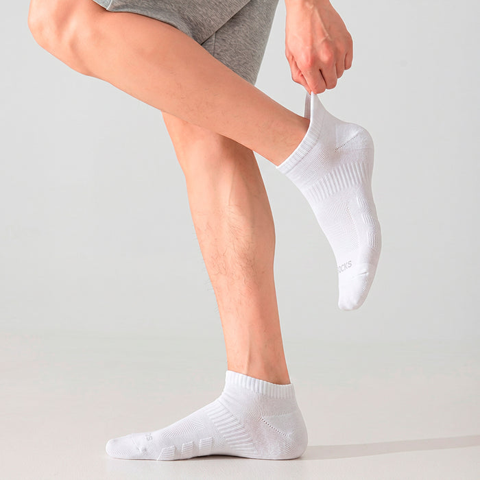 Calcetín Deportivo Transpirable Corto Algodón Blanco Raya Gris 41-45
