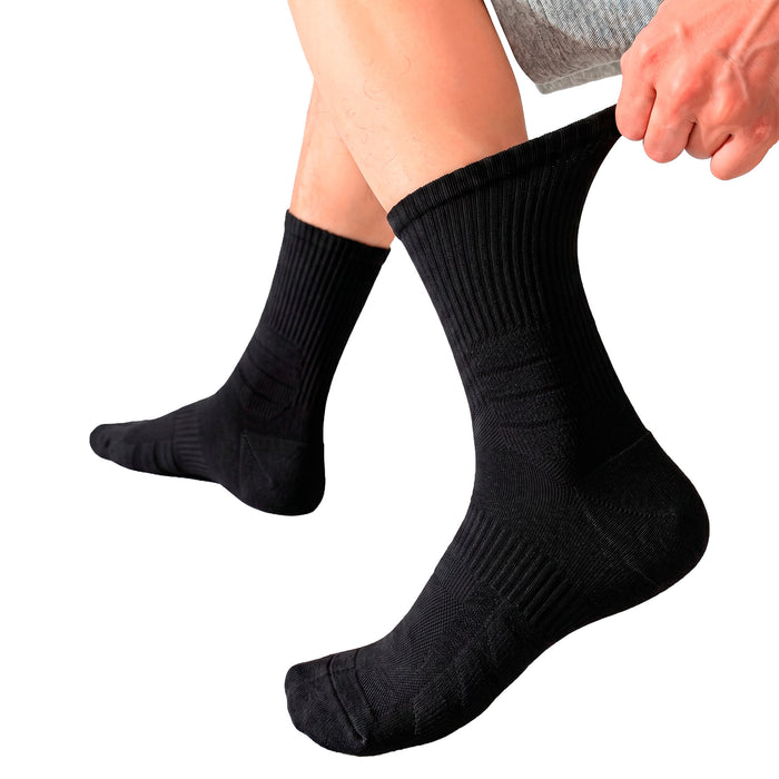 Calcetín Deportivo Largo Liso Malla Transpirable Negro 41-45