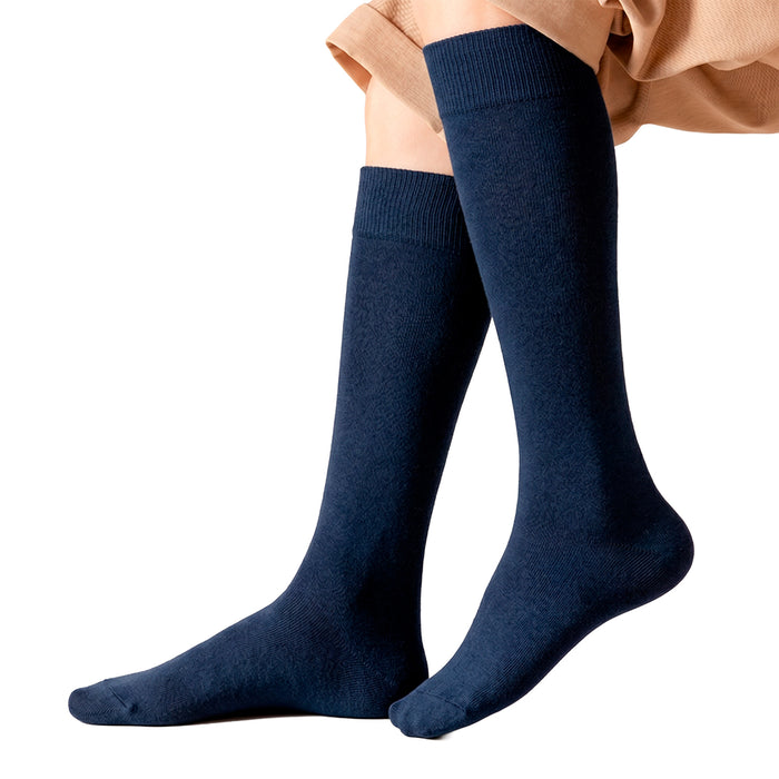 Calcetines Lisos Extra Largos Azul Oscuro 41-45