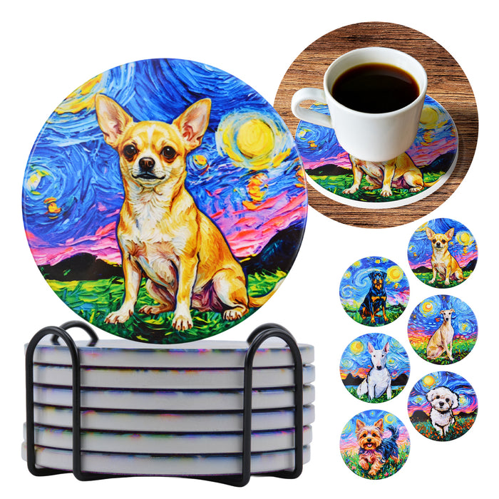 Set de 6 Posavasos Perritos Pintura Galgo