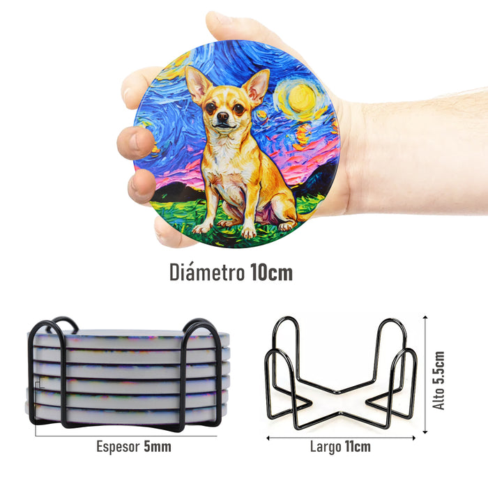 Set de 6 Posavasos Perritos Pintura Galgo