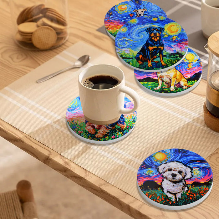 Set de 6 Posavasos Perritos Pintura Galgo