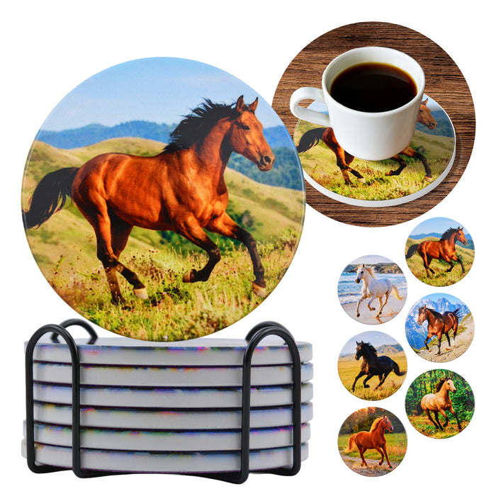 Set de 6 Posavasos Caballos Pura Sangre