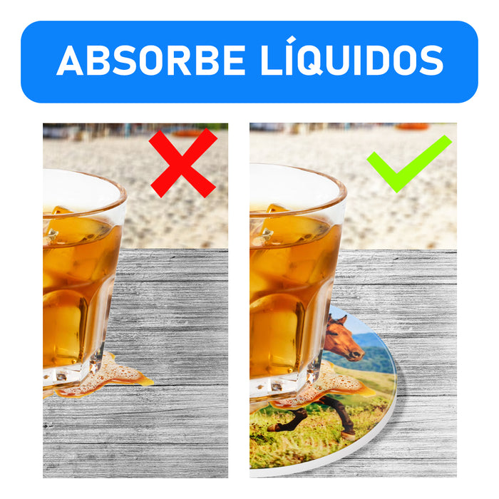 Set de 6 Posavasos Caballos Pura Sangre