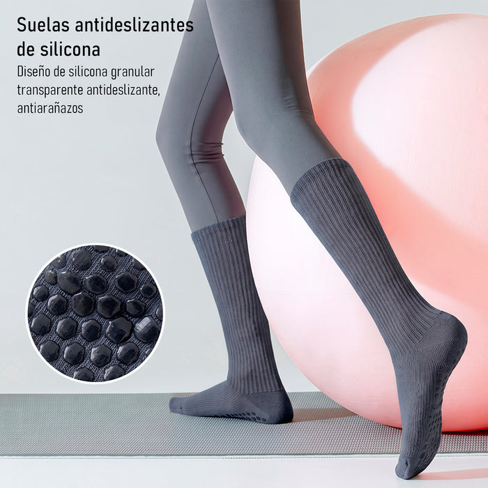 Calcetín Deportivo Yoga Antideslizante Caña Extralarga Blanco