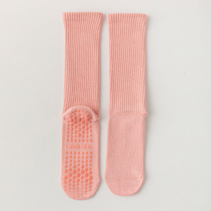 Calcetín Deportivo Yoga Antideslizante Caña Extralarga Rosado