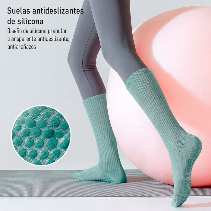 Calcetín Deportivo Yoga Antideslizante Caña Extralarga Verde