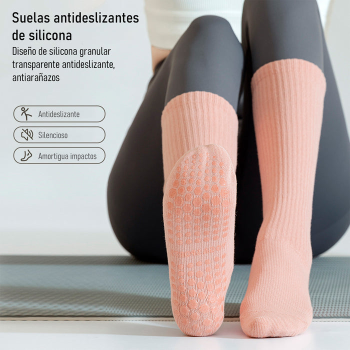 Calcetín Deportivo Yoga Antideslizante Caña Extralarga Negro