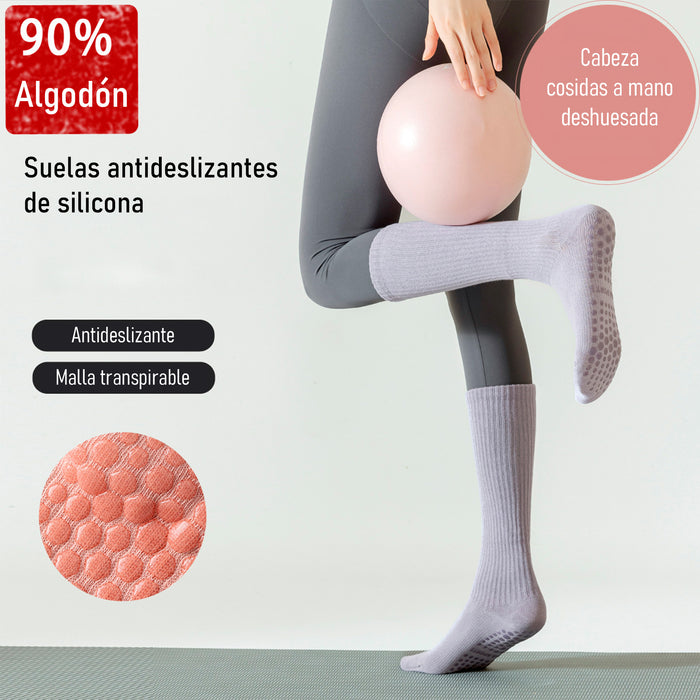 Calcetín Deportivo Yoga Antideslizante Caña Extralarga Negro