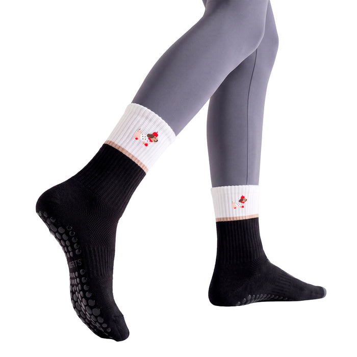 Calcetín Deportivo Yoga Antideslizante Ajustable Negro Perrito