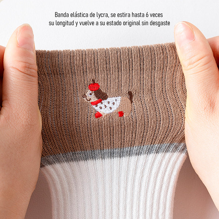 Calcetín Deportivo Yoga Antideslizante Ajustable Blanco Perrito