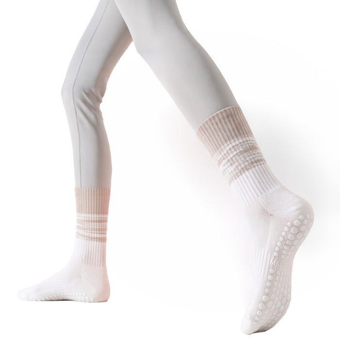 Calcetín Deportivo Yoga Antideslizante Ajustable Degradé Blanco