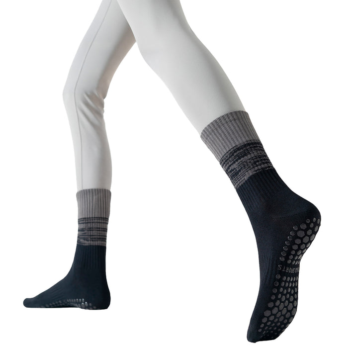 Calcetín Deportivo Yoga Antideslizante Ajustable Degradé Negro