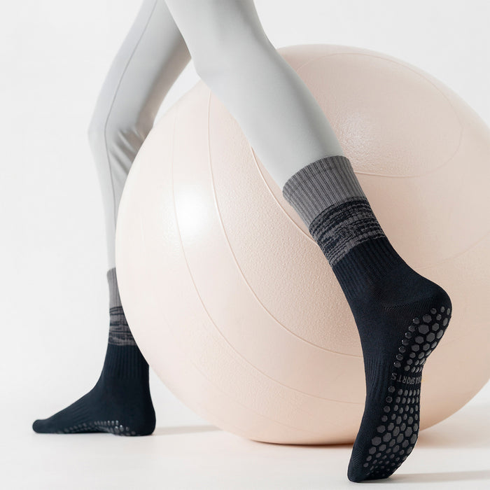 Calcetín Deportivo Yoga Antideslizante Ajustable Degradé Negro