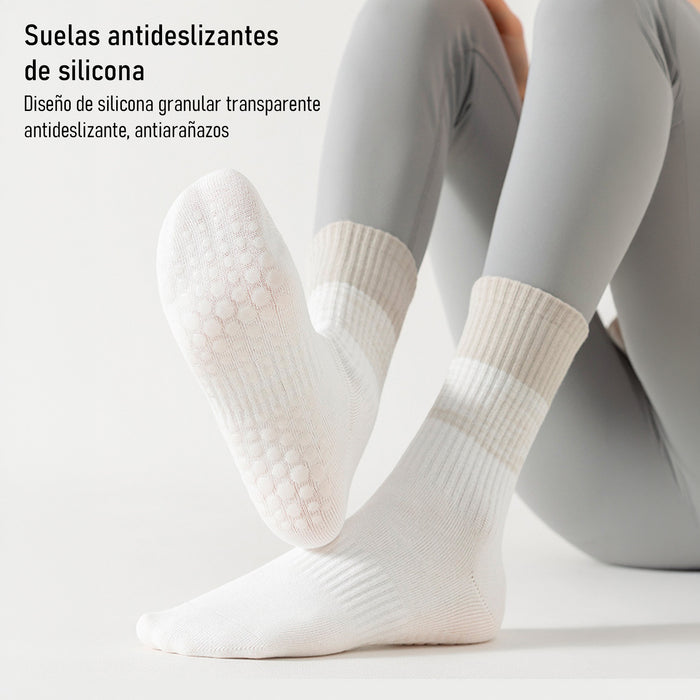 Calcetín Deportivo Yoga Antideslizante Ajustable Degradé Blanco