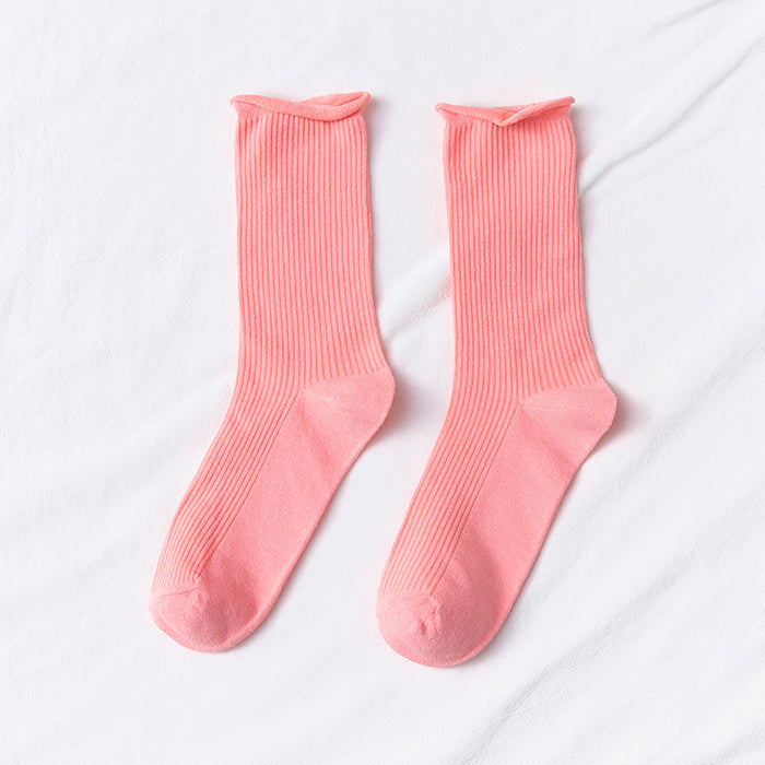 Calcetines Liso Color Rosado Largo sin Puño Arcoiris
