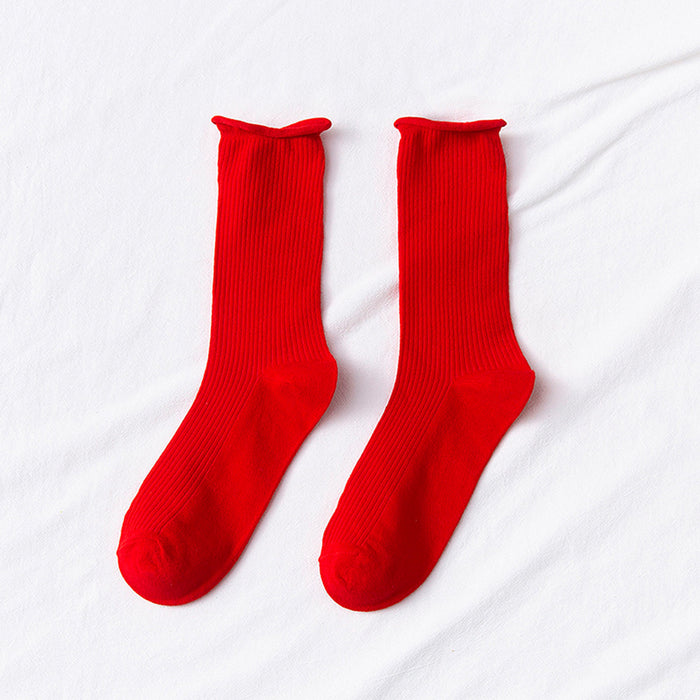 Calcetines Liso Color Rojo Largo sin Puño Arcoiris