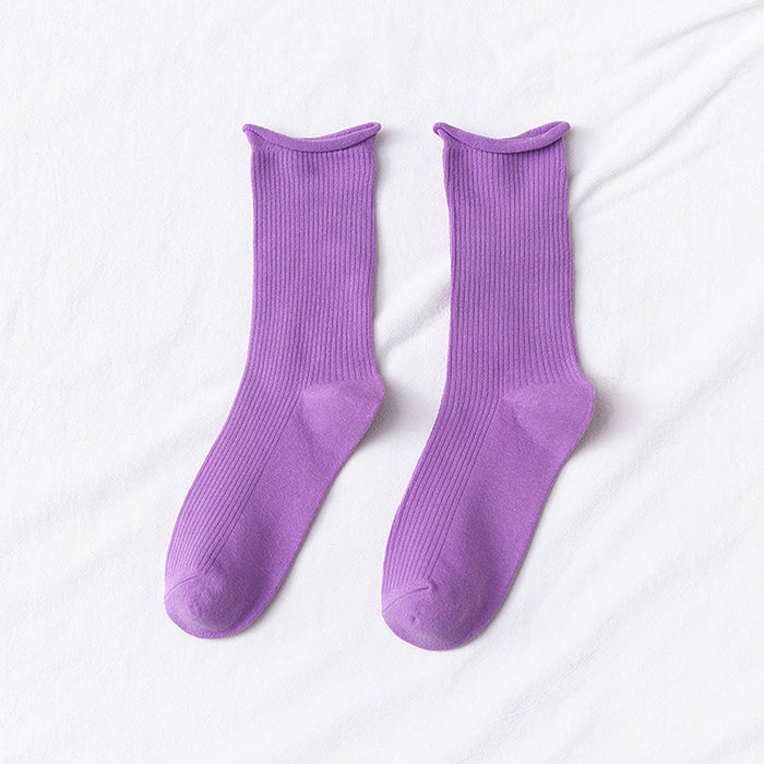 Calcetines Liso Color Morado Largo sin Puño Arcoiris