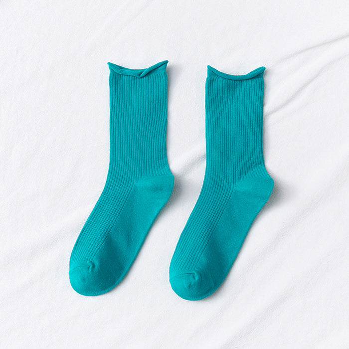 Calcetines Liso Color Azul Verdoso Largo sin Puño Arcoiris