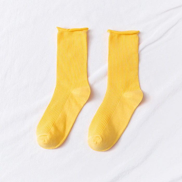 Calcetines Liso Color Amarillo Largo sin Puño Arcoiris